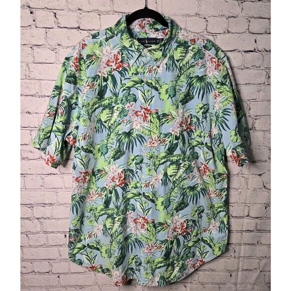 Polo Ralph Lauren Mens XLT Classic Fit Hawaiian Print Camp Shirt Floral Tropical - Picture 1 of 6